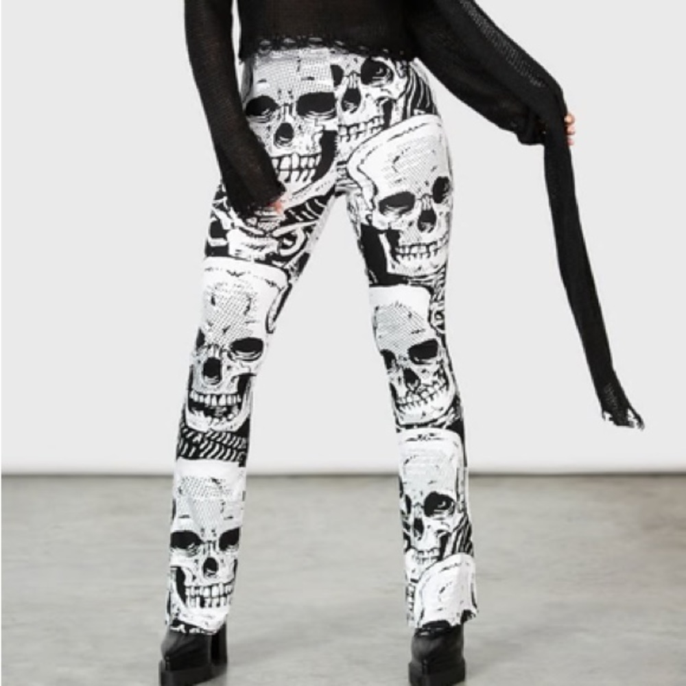 Skull bootcut pants